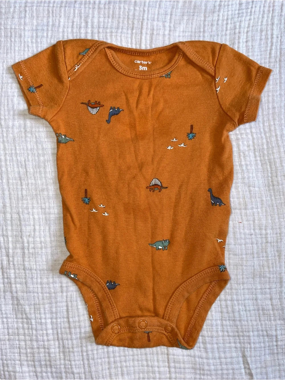 Baby Dinosaur Bodysuit Bundle - Orange, Rust, Light Blue, Olive, Cream